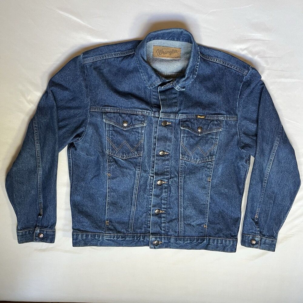 Vintage Wrangler Authentic Western M-159 Denim Trucker Jacket Size Large L Jean